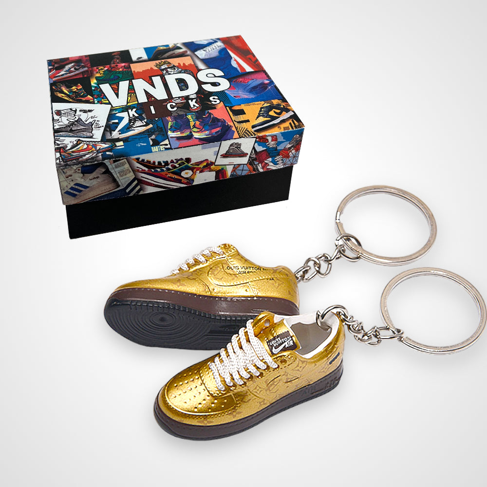 Air Force 1 x LV Virgil Abloh Metallic Gold - Sneakers 3D Keychain