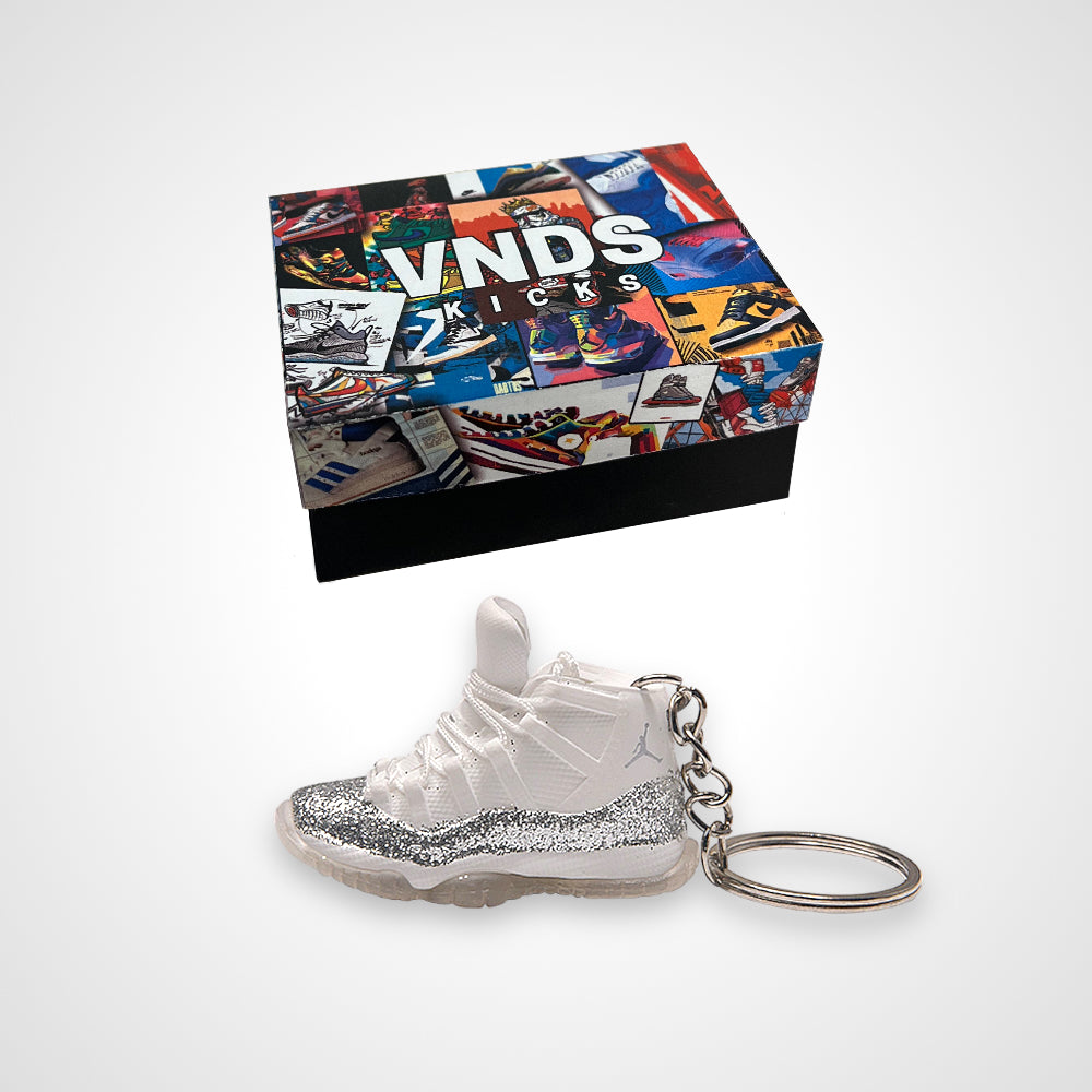 AJ 11 Retro White Metallic Silver - Sneakers 3D Keychain