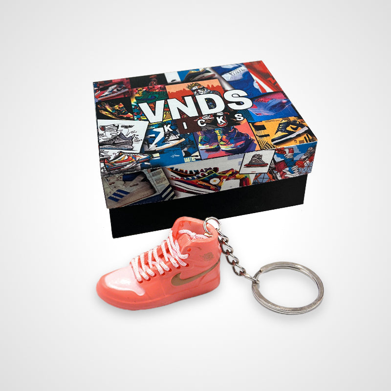 AJ 1 Mid Coral Gold Sneakers 3D Keychain VNDS Kicks