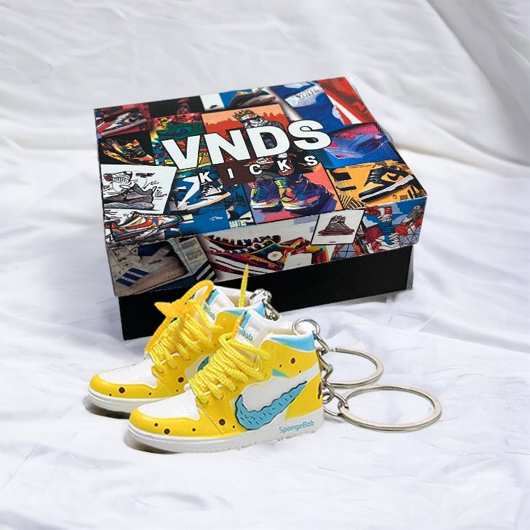 AJ 1 Off-White x BoB Sponge Cartoon - Sneakers 3D Keychain
